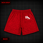 "RED LEOPARD" Printed Mesh Shorts