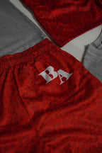 Red Leopard Print Mesh Shorts